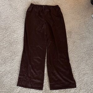 brown silky pants